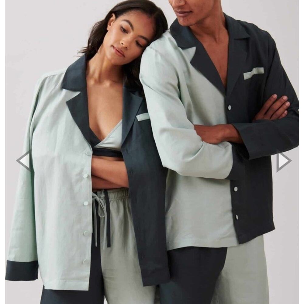 The Bright Side By Rocky Barnes Linen Blend Pajama Shirt Unisex Size Large